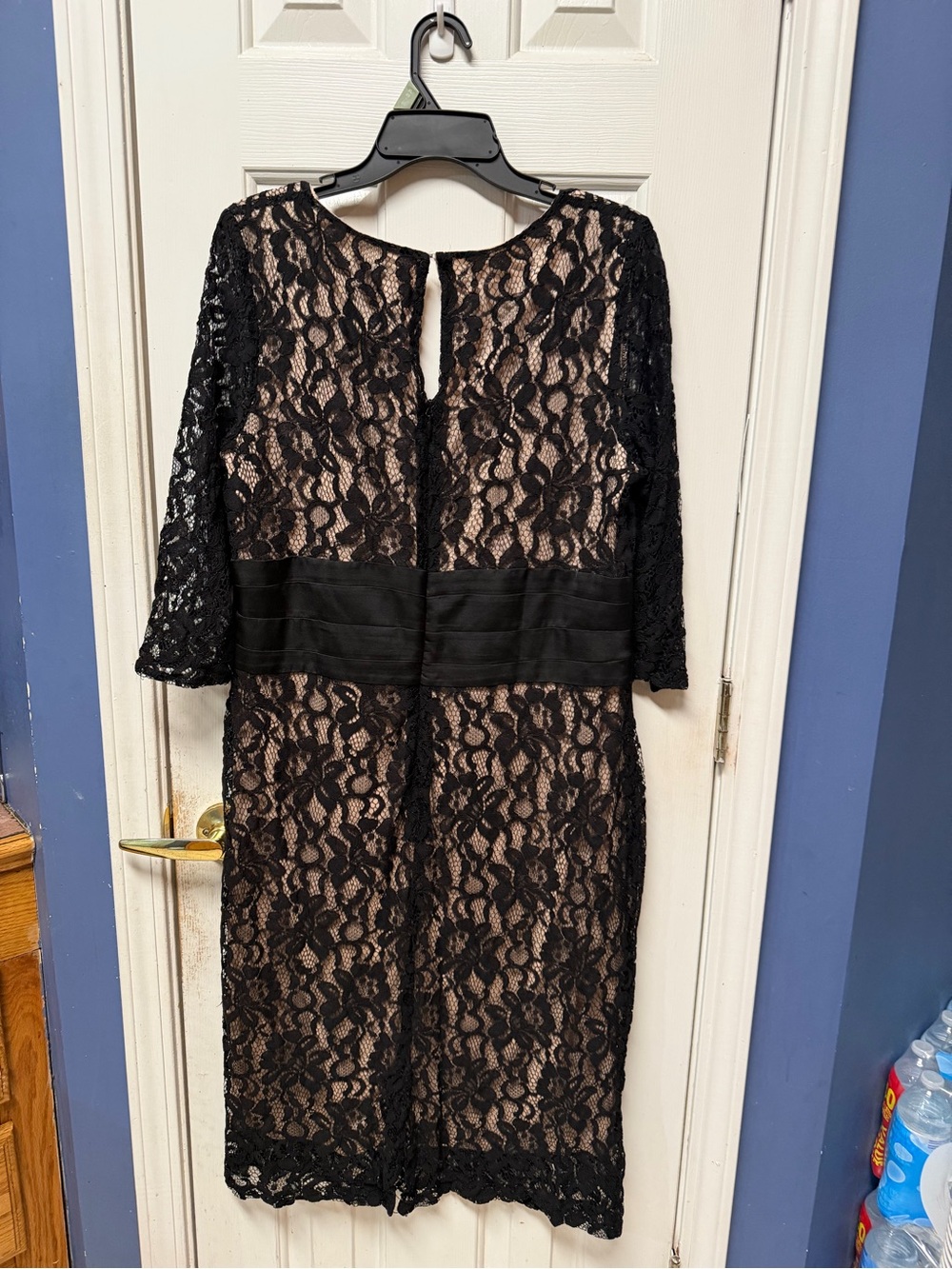 New York & Company Black Lace Midi Dress with Nude Lining size 18 - Picture 4 of 9